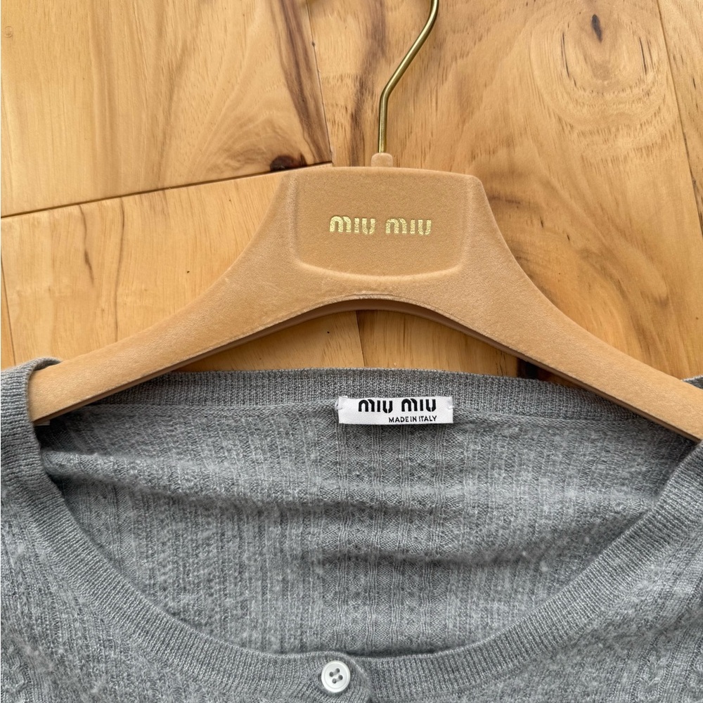 Miu Miu Light Gray Ruffled Blouse - Picture 3 of 6